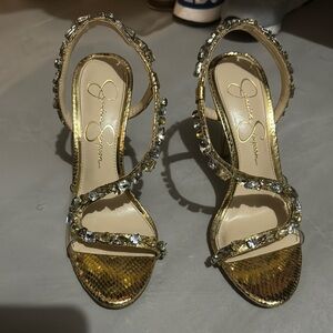 Jessica Simpson Gold Strappy Heels